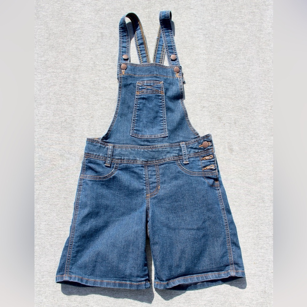Vintage Y2K Watch LA denim short overalls bib jeans Size S made in USA